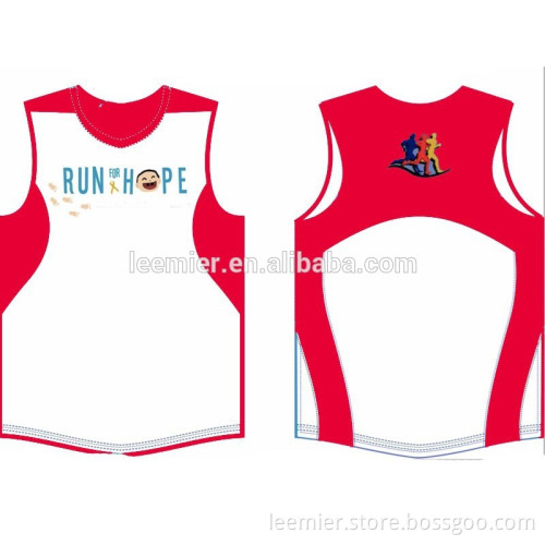 Custom red color dry fit fabric running singlets